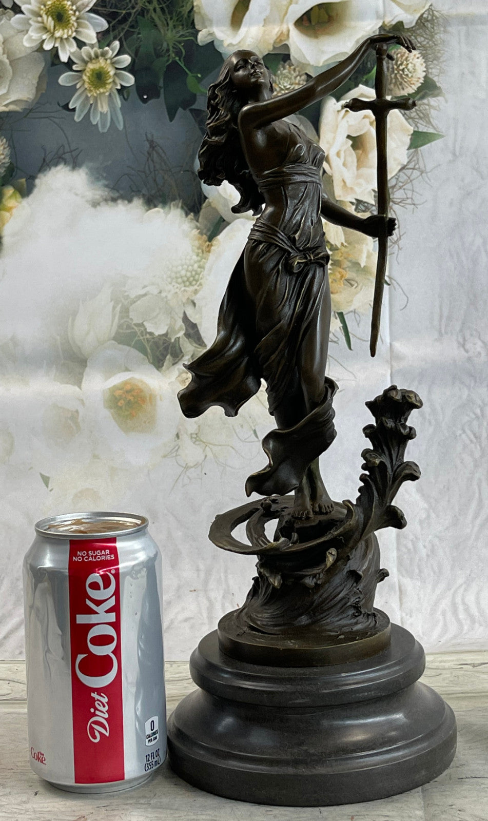 Original Justice Lady Bronze Marble Statue Nude Female by Milo Figurine Figure
