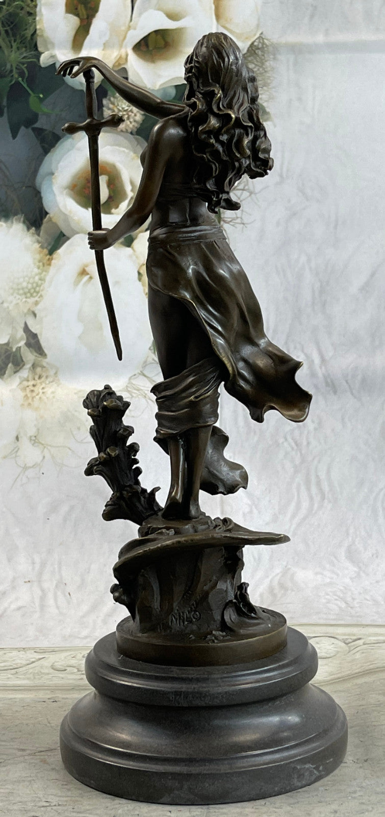 Original Justice Lady Bronze Marble Statue Nude Female by Milo Figurine Figure
