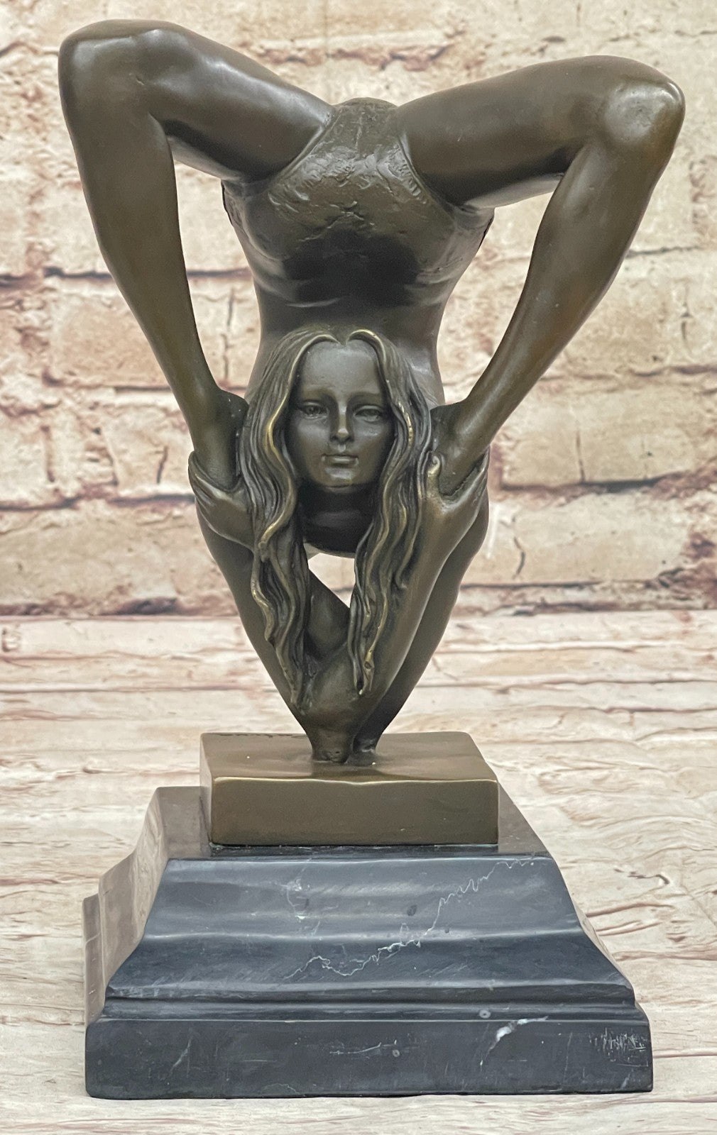 Handcrafted bronze sculpture SALE Agil Female Acrobat Nude Semi Original Signed