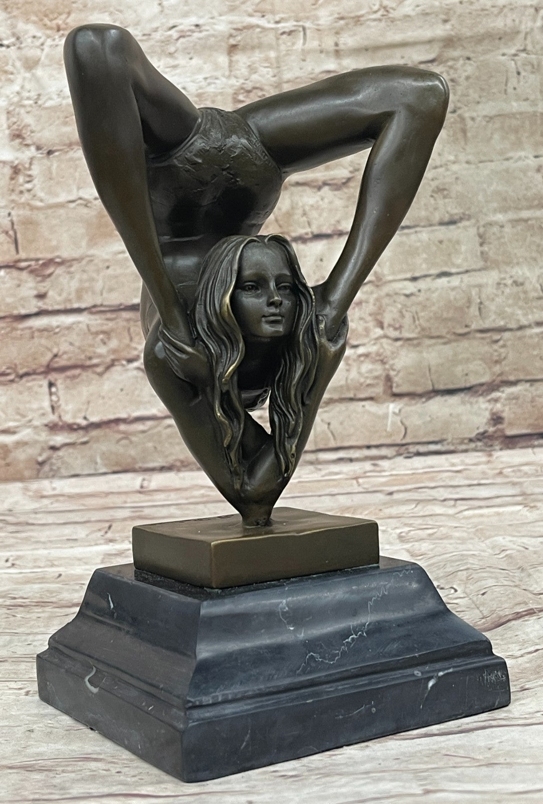 Handcrafted bronze sculpture SALE Agil Female Acrobat Nude Semi Original Signed