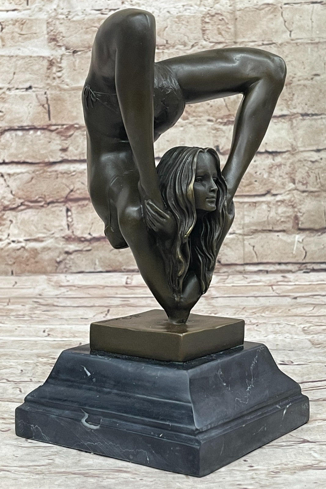 Handcrafted bronze sculpture SALE Agil Female Acrobat Nude Semi Original Signed