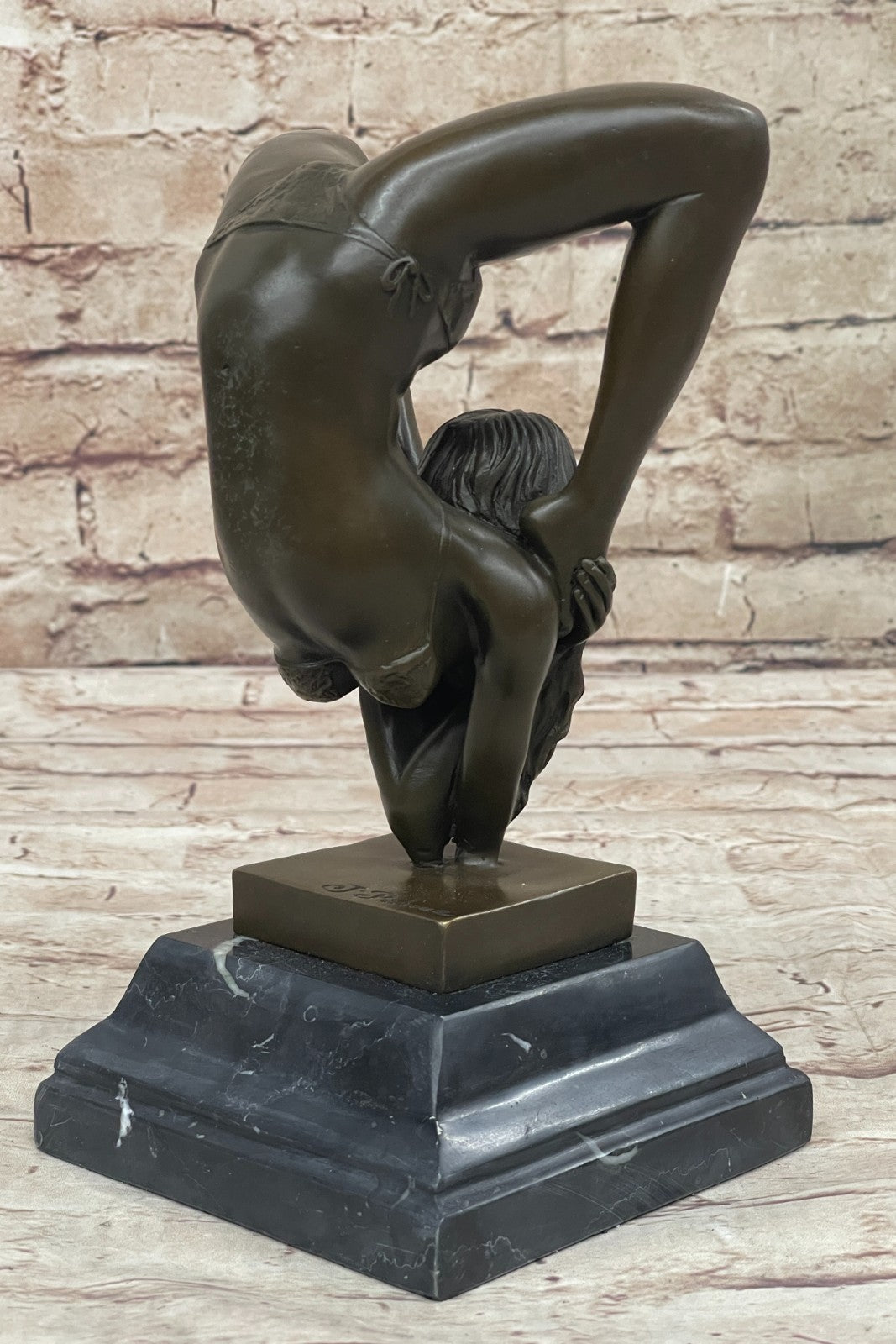 Handcrafted bronze sculpture SALE Agil Female Acrobat Nude Semi Original Signed