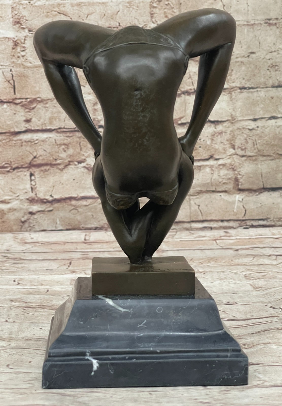 Handcrafted bronze sculpture SALE Agil Female Acrobat Nude Semi Original Signed