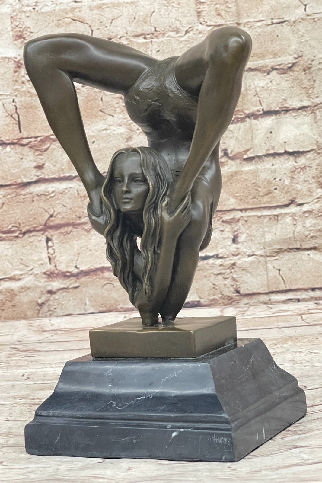 Handcrafted bronze sculpture SALE Agil Female Acrobat Nude Semi Original Signed