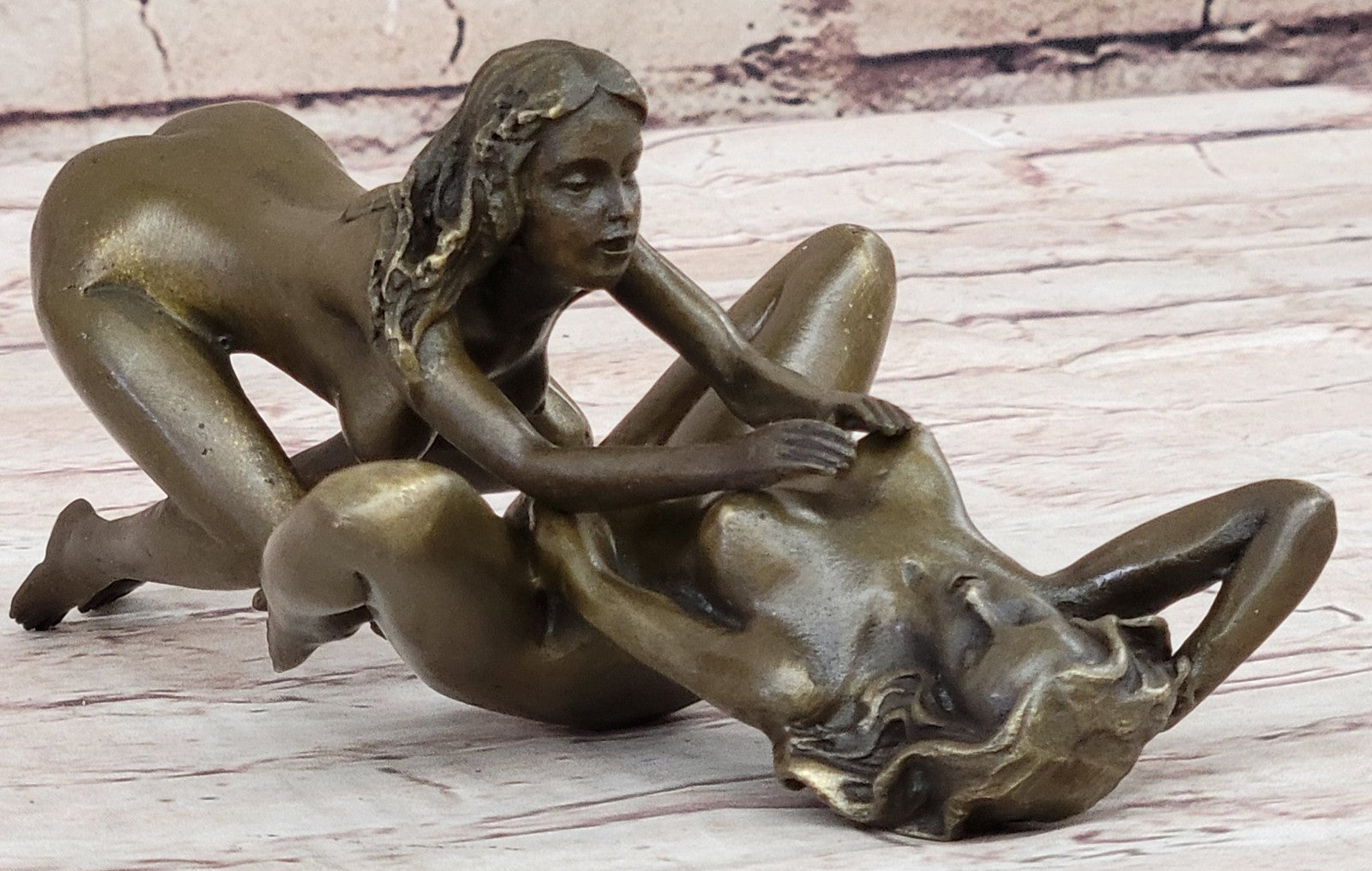 100% Real Bronze Jean Patoue re Nude Girls Lovers Couple Erotic Sexy Art