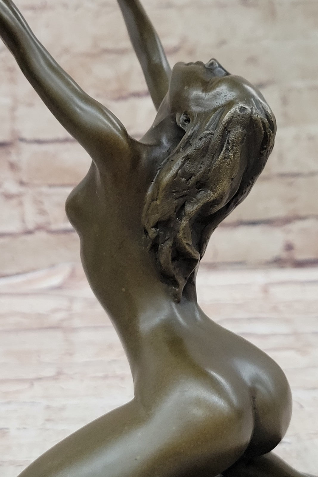 BRONZE NUDE GIRL ON THE BASE FIGURE ABSTRACT MODERN ART STATUE.SIGNED: Nick ART