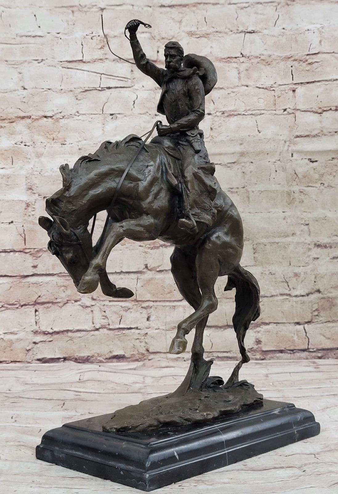 Bronze Sculpture Hot Cast Bronco Buster White House Display by Remington Figure