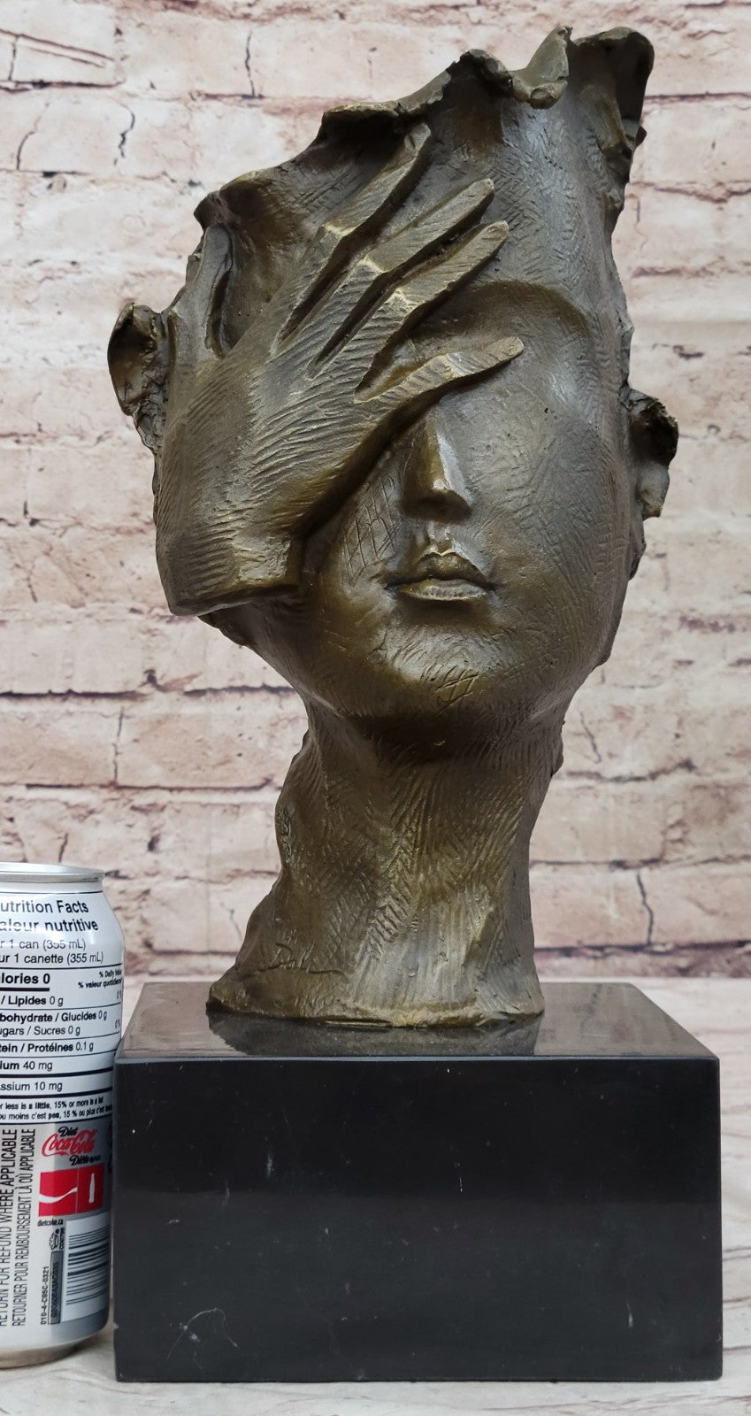 Hot Cast Dali Face Bronze Sculpture Marble Figurine Home Office Decoration 
