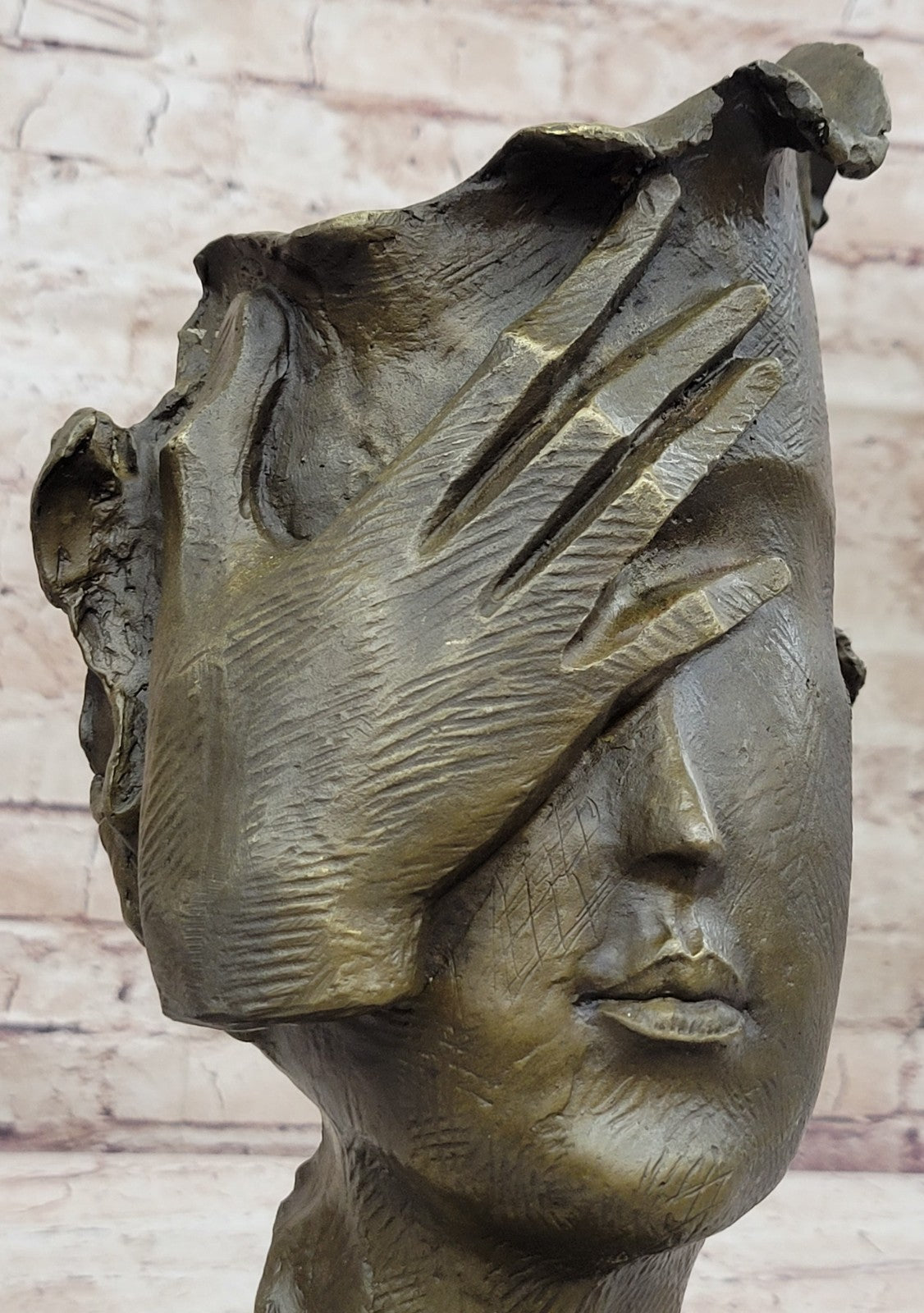 Hot Cast Dali Face Bronze Sculpture Marble Figurine Home Office Decoration 