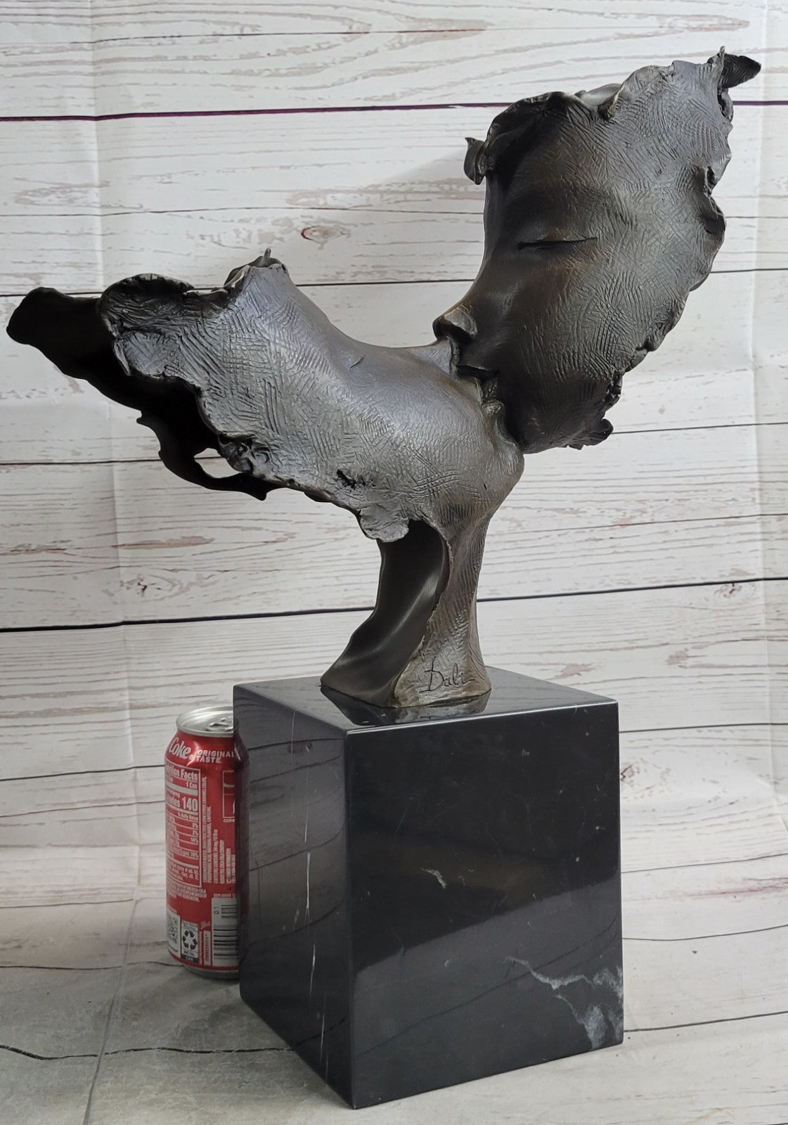 Huge Signed Dali First Kiss Bronze Two Mask Figurine Figure Statue Hot Cast Deal