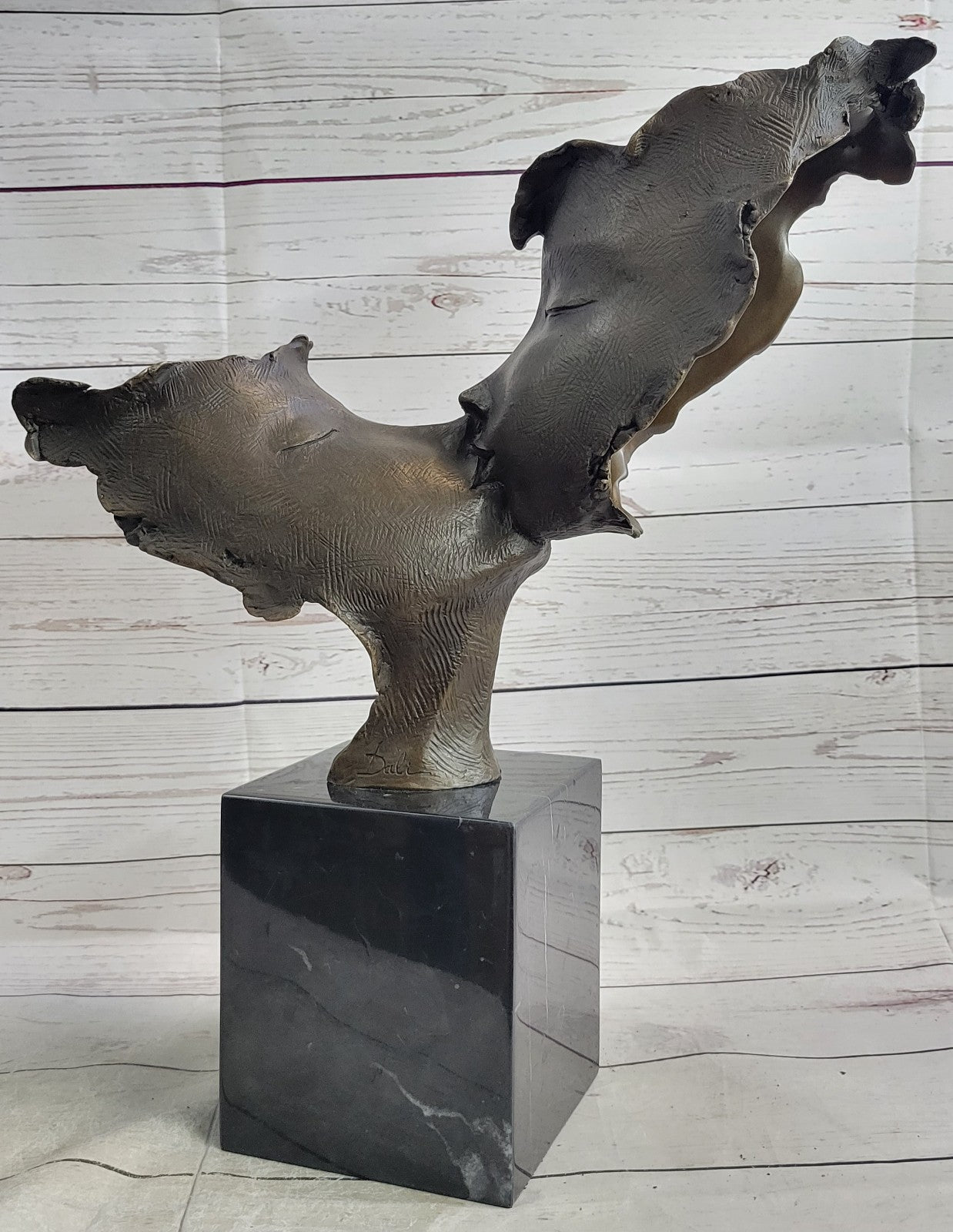 Huge Signed Dali First Kiss Bronze Two Mask Figurine Figure Statue Hot Cast Deal