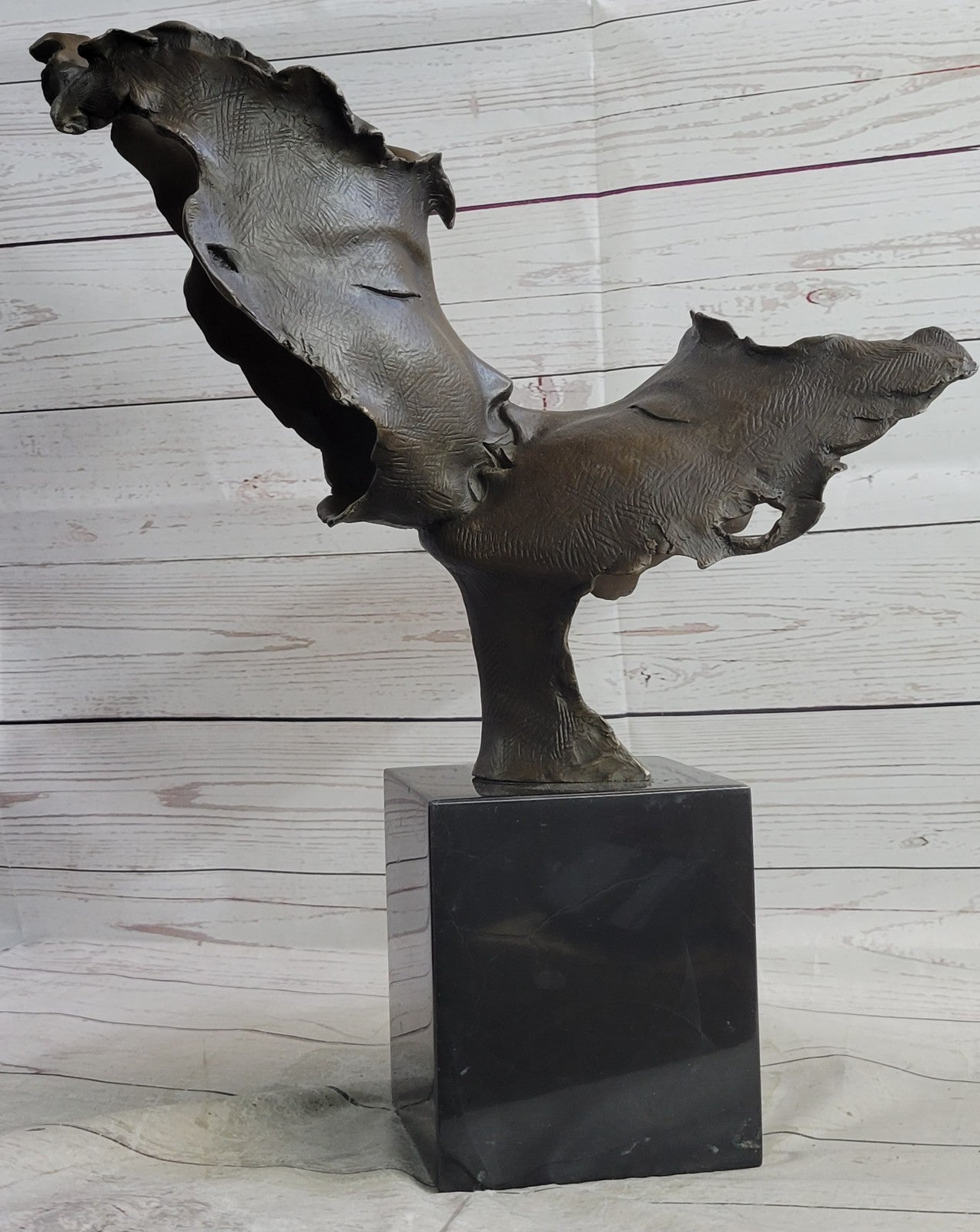 Huge Signed Dali First Kiss Bronze Two Mask Figurine Figure Statue Hot Cast Deal