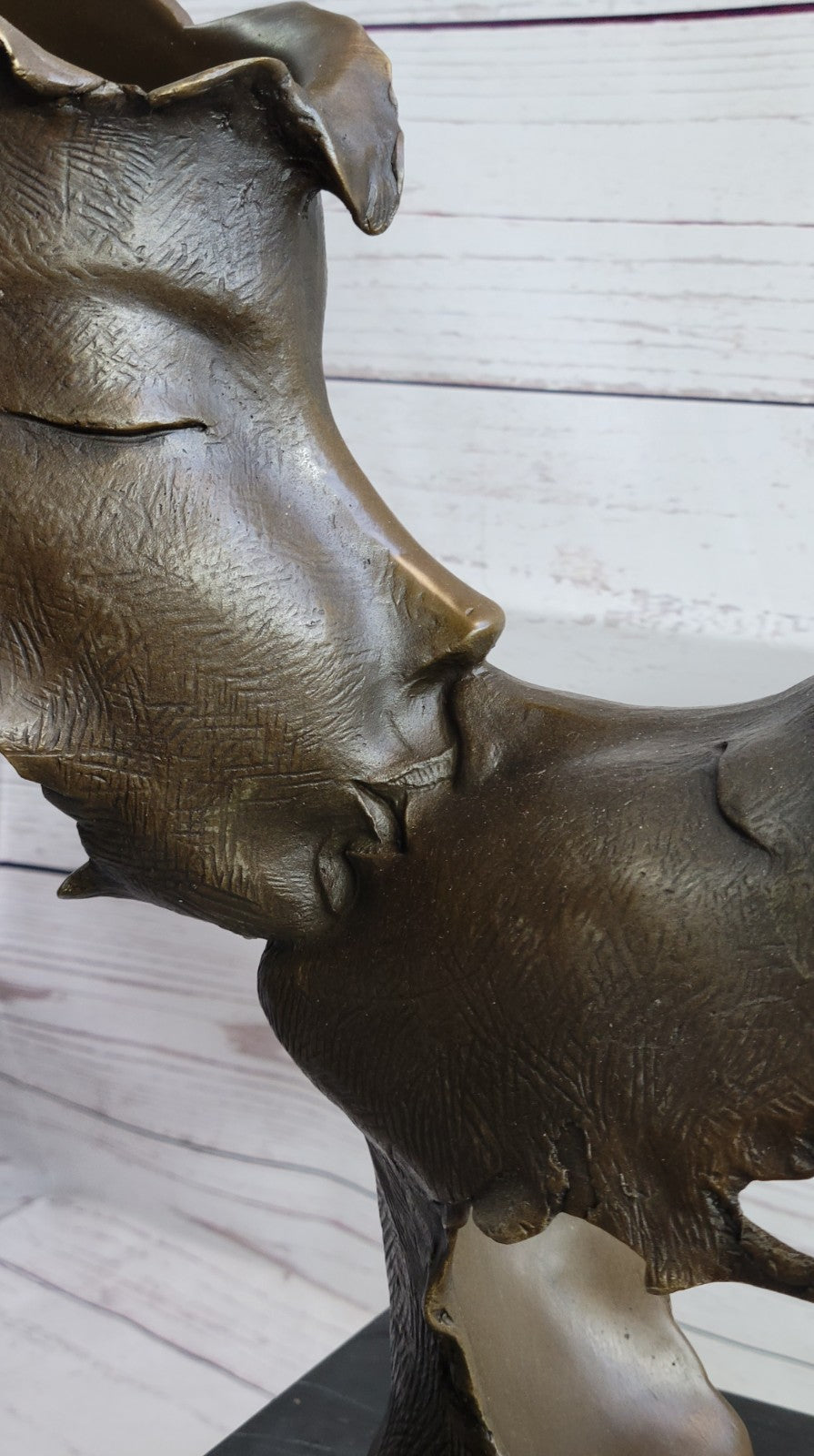 Huge Signed Dali First Kiss Bronze Two Mask Figurine Figure Statue Hot Cast Deal