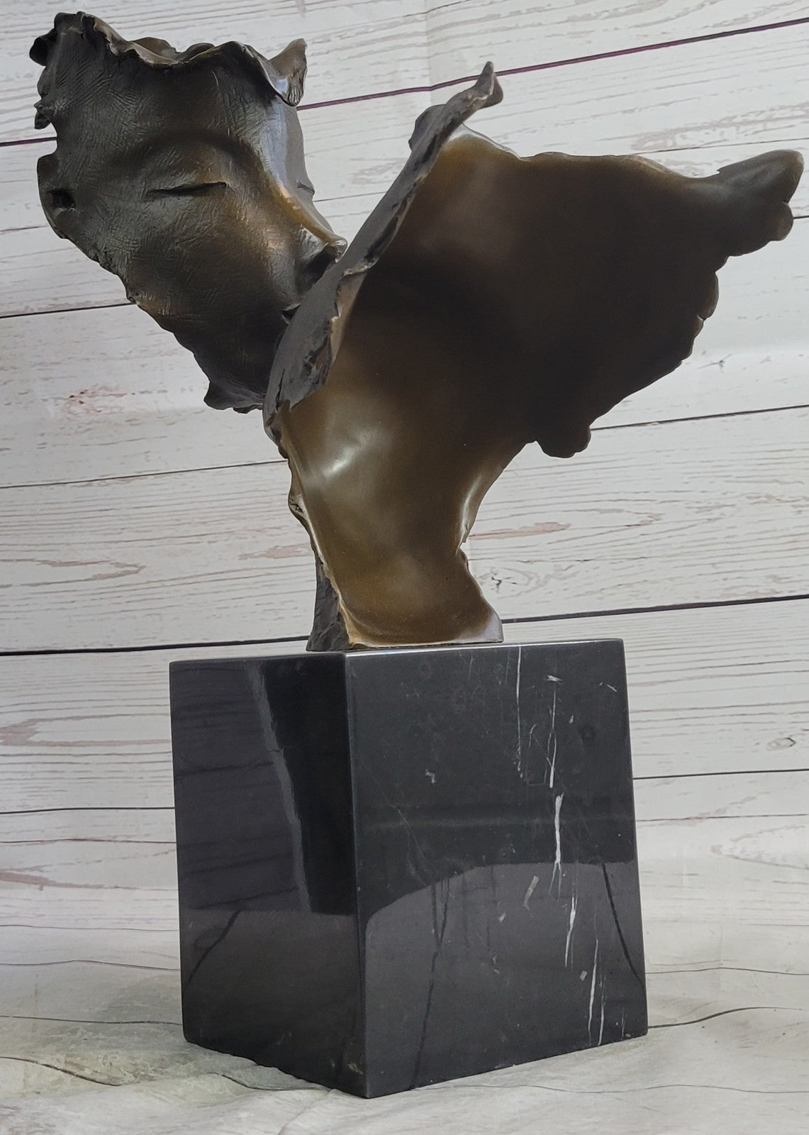 Huge Signed Dali First Kiss Bronze Two Mask Figurine Figure Statue Hot Cast Deal