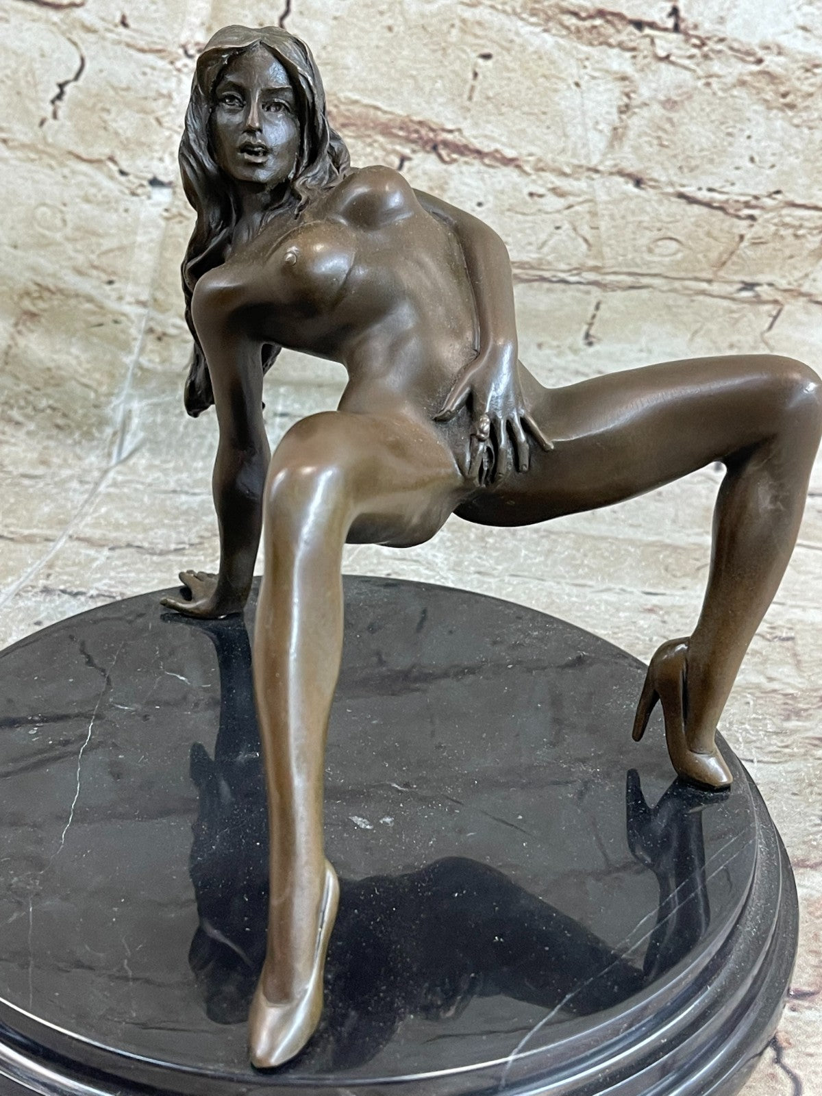 Handcrafted Collectible Nude Naked Erotic Woman Bronze Sculpture Statue Figure