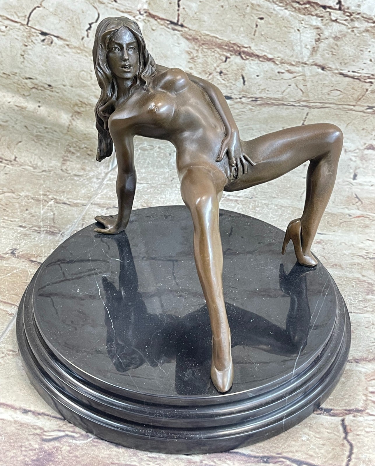 Handcrafted Collectible Nude Naked Erotic Woman Bronze Sculpture Statue Figure