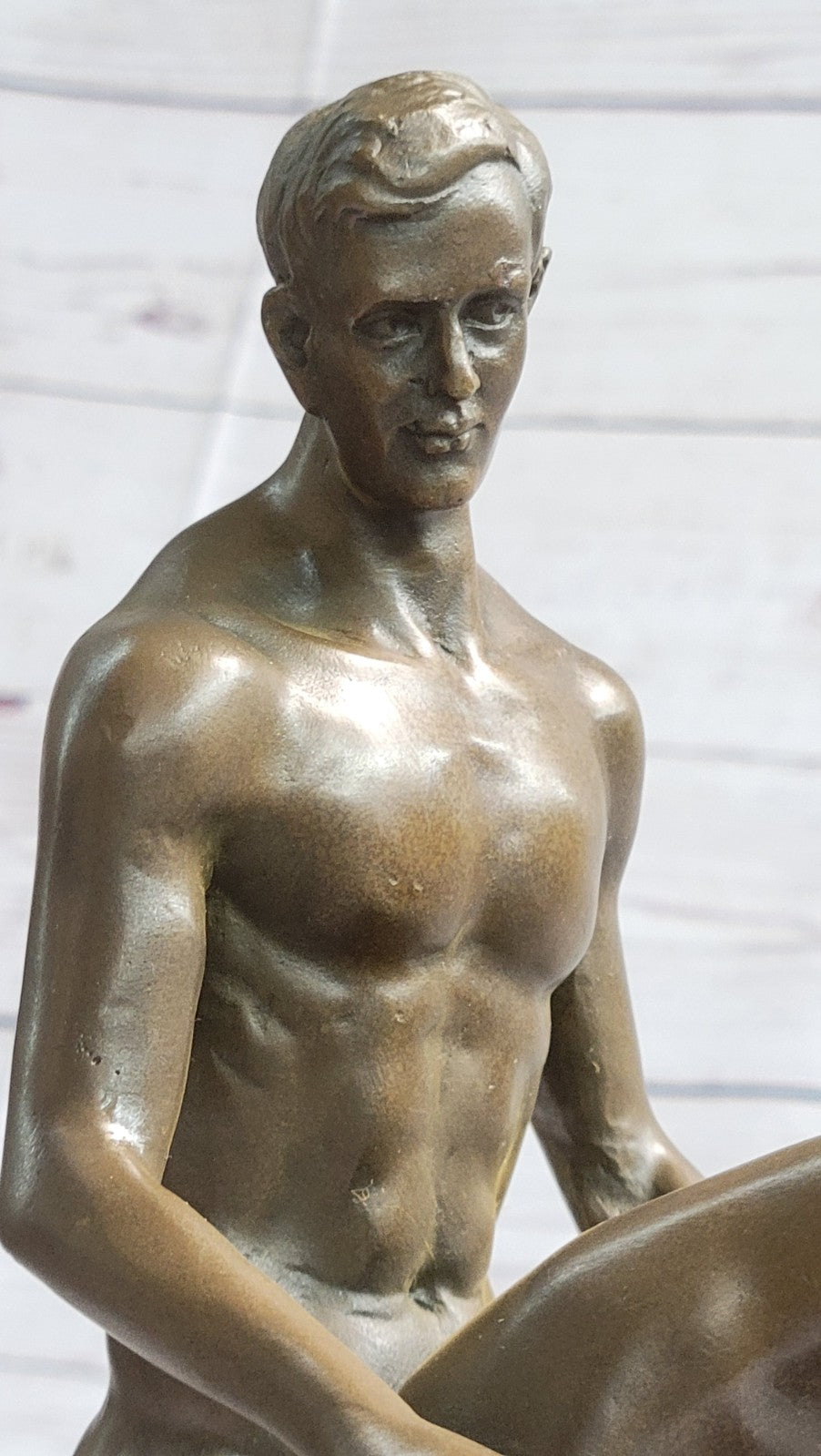 Bronze sculpture nude erogenous women & Man statue marble base Figure