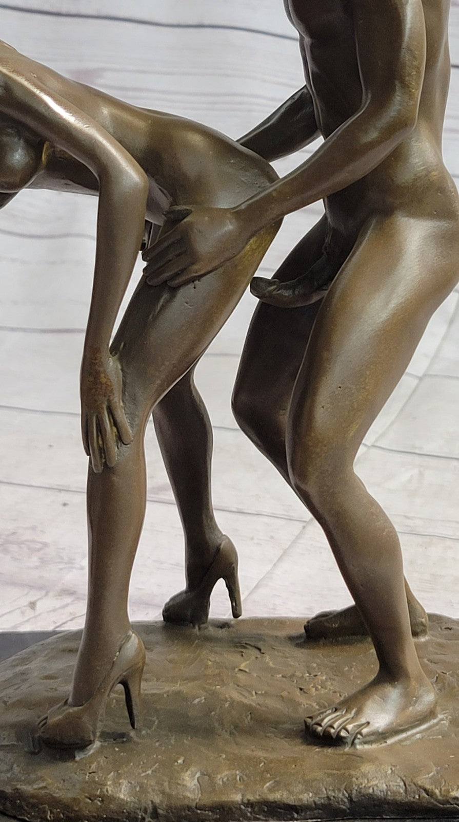 Bronze sculpture nude erogenous women & Man statue marble base Figure