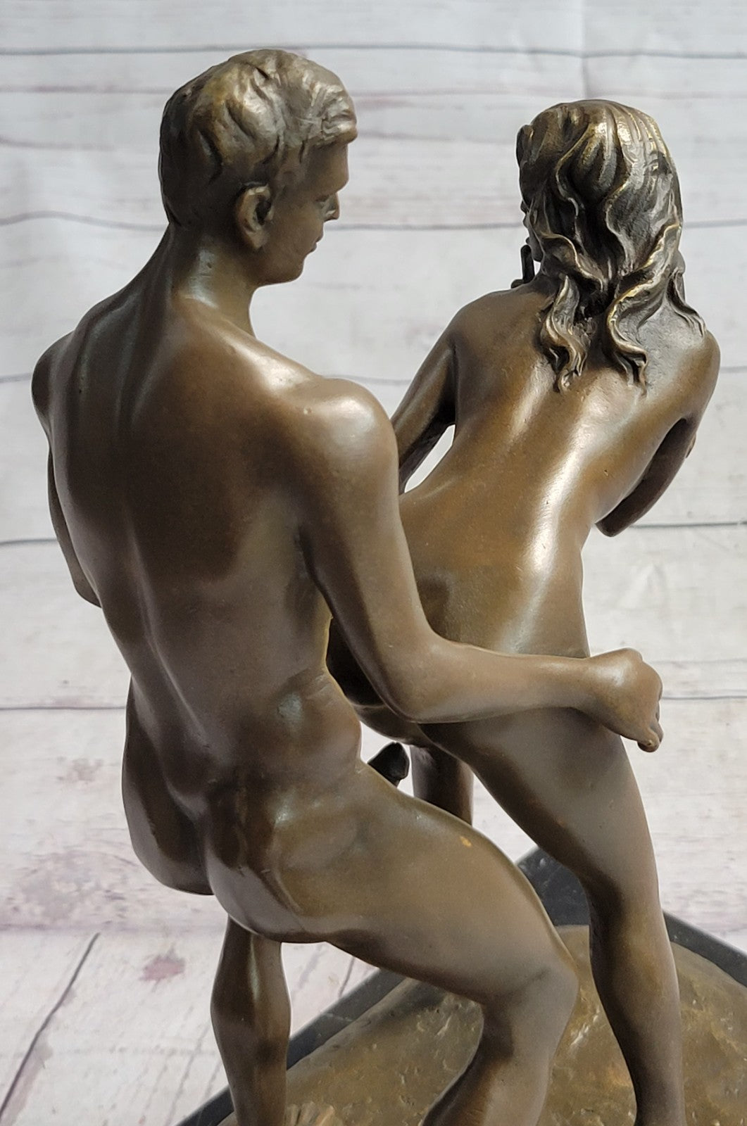 Bronze sculpture nude erogenous women & Man statue marble base Figure