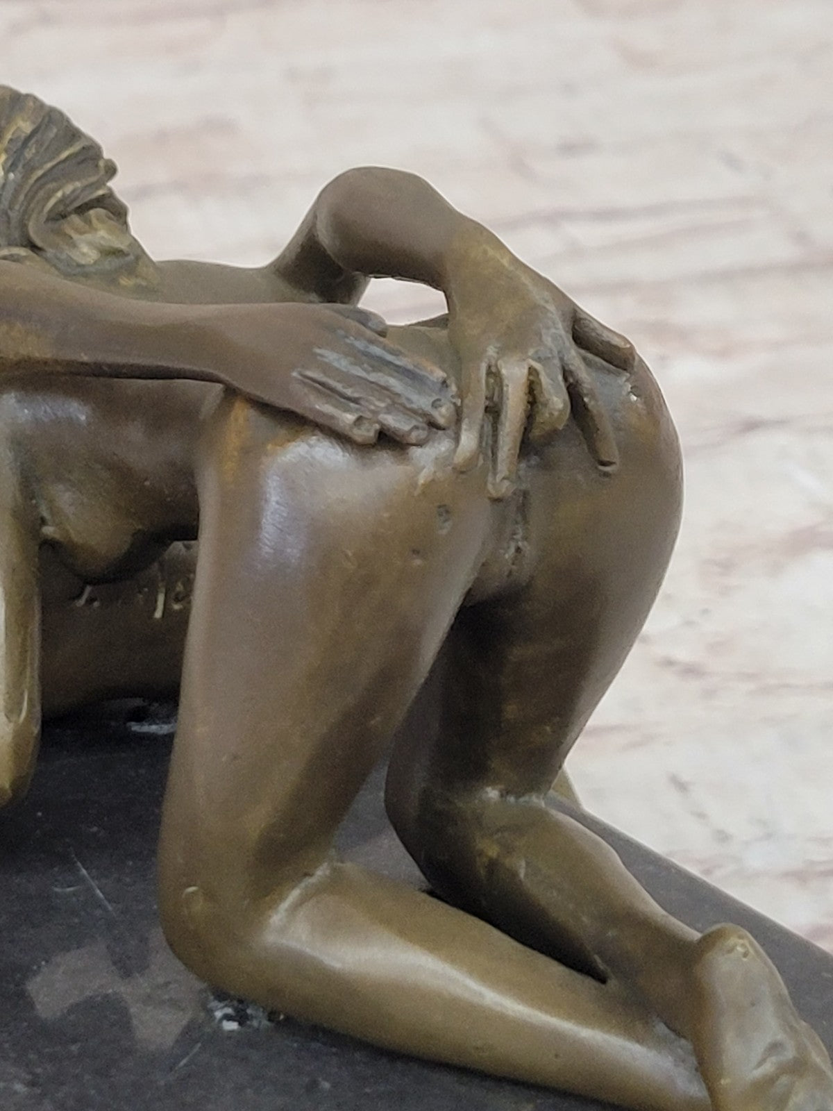 J. Mavchi Nude Erotic Male and Female Duo Couple Bronze Sculpture Art Deco Figure