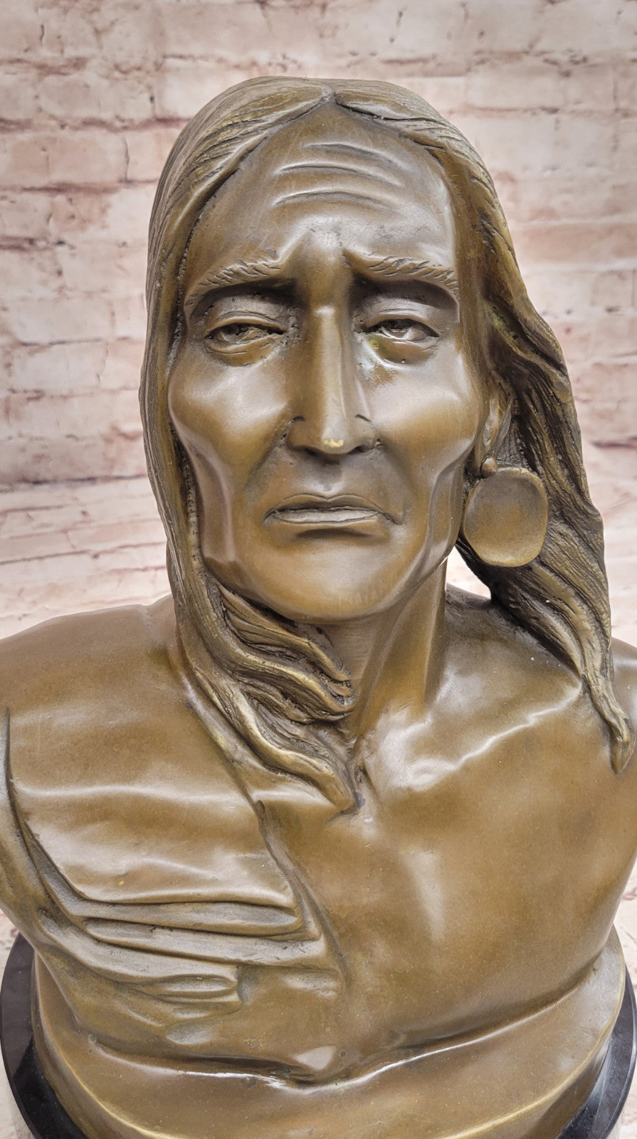 Authentic Milo Native American Chief Warrior Bronze Bust Sculpture Sale