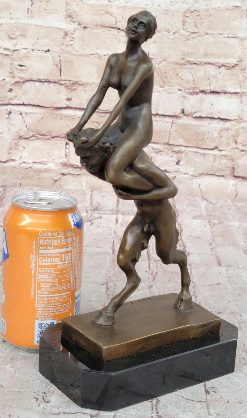 Signed Franz Bergman Bronze: Female & Satyr Erotic Nude Art, Handcrafted Figurine