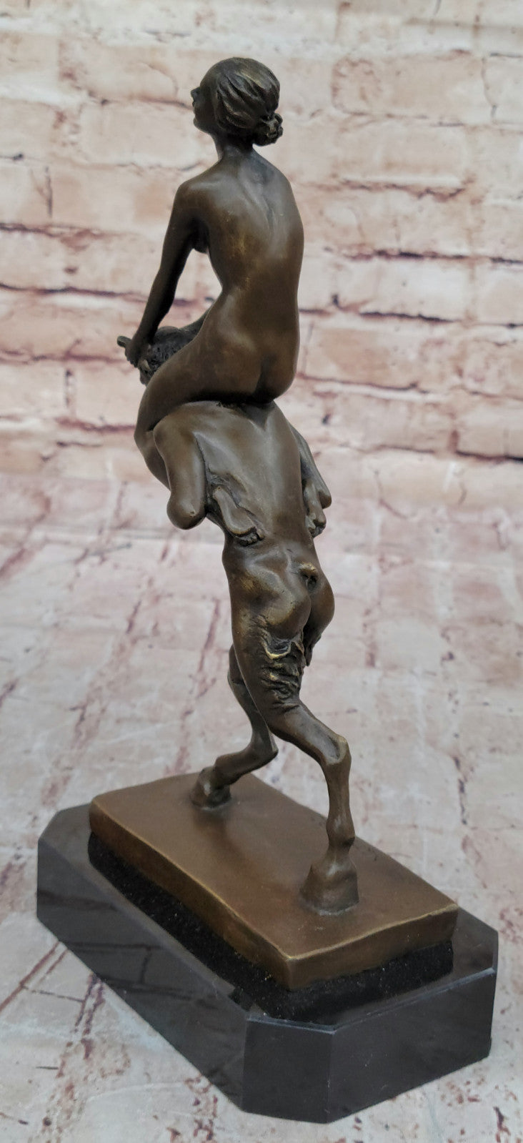 Signed Franz Bergman Bronze: Female & Satyr Erotic Nude Art, Handcrafted Figurine