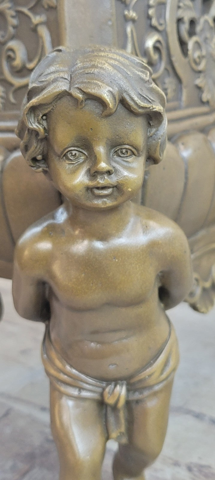 Museum Quality Vintage Planter Bronze Sculpture Featuring Putti Hot Cast Gift NR