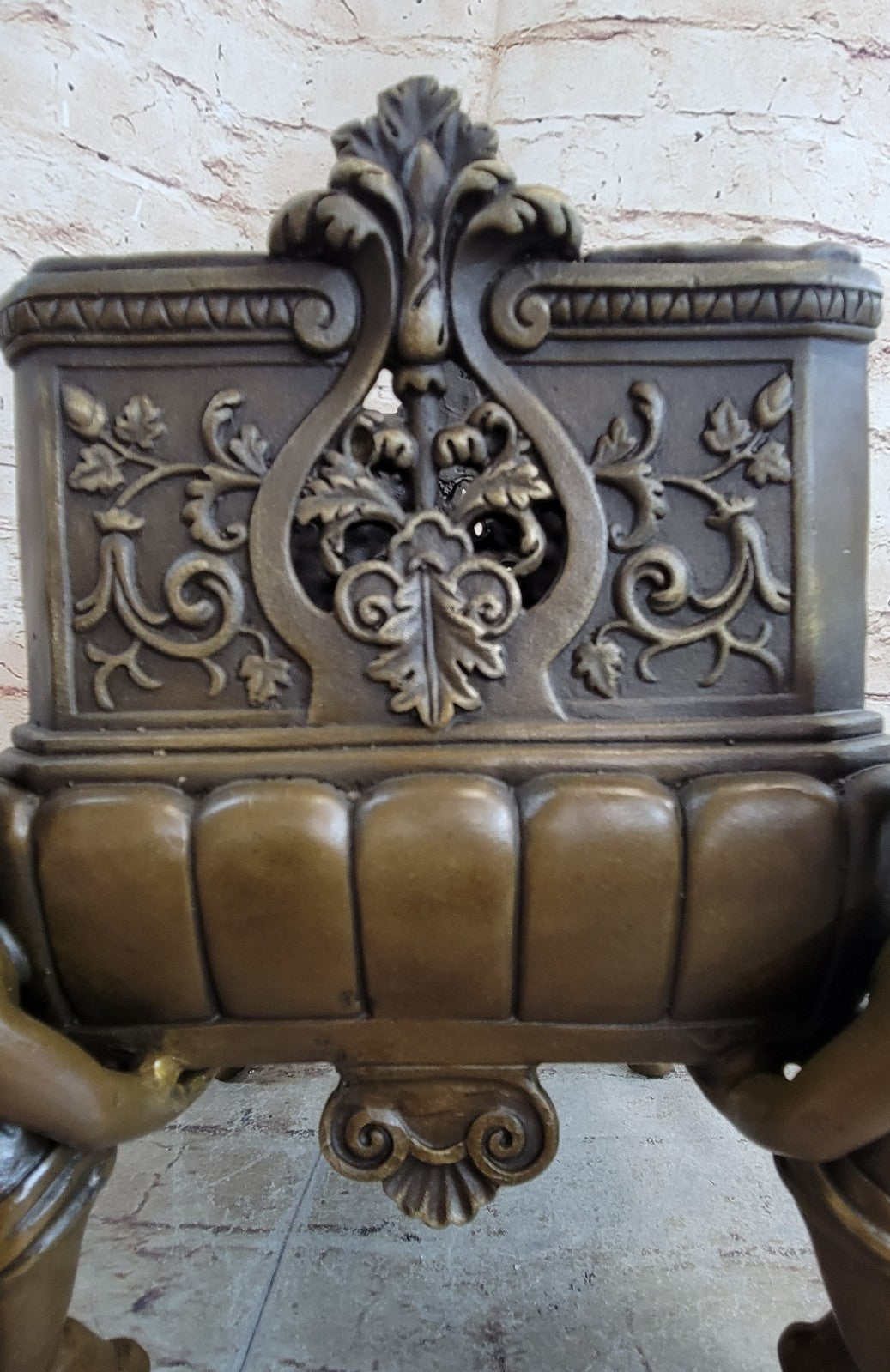 Museum Quality Vintage Planter Bronze Sculpture Featuring Putti Hot Cast Gift NR
