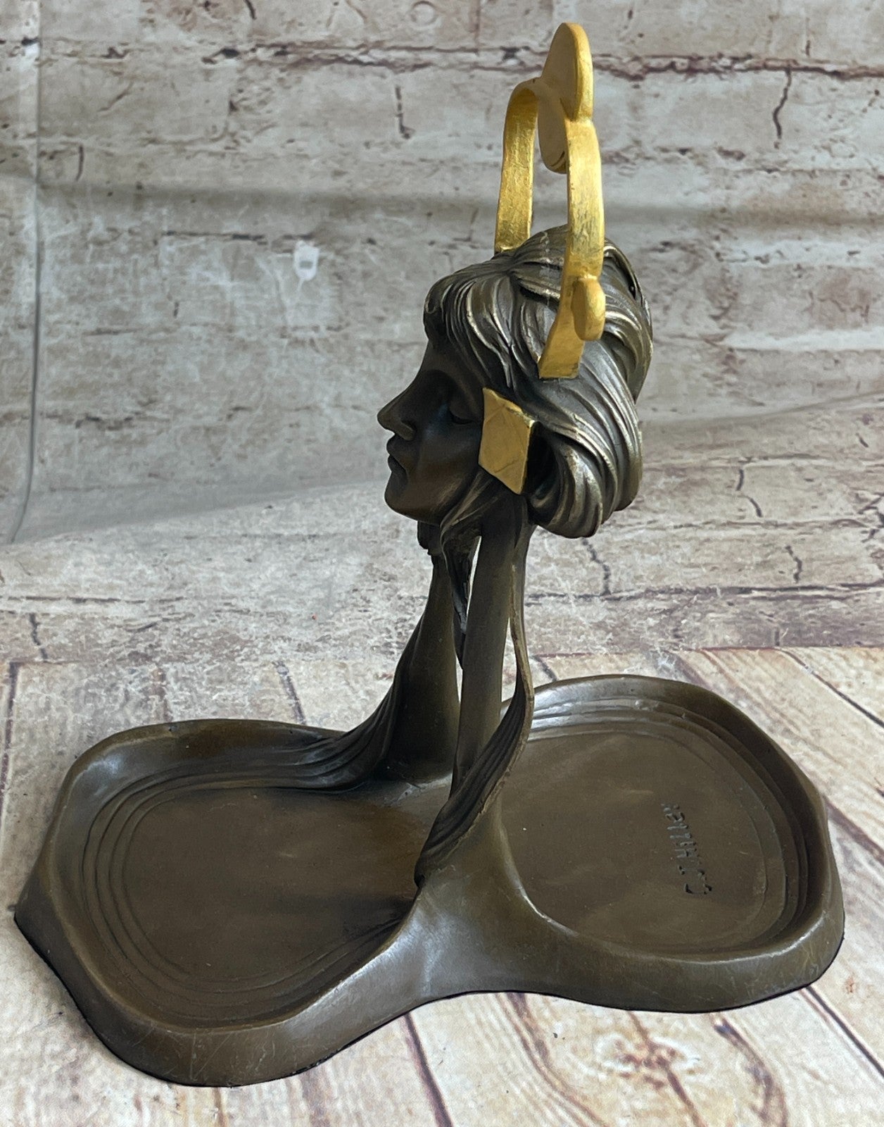 Handcrafted bronze sculpture SALE Wax Lost Figural Dish Candy Nouveau Art