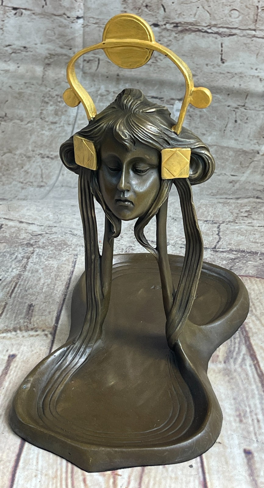 Handcrafted bronze sculpture SALE Wax Lost Figural Dish Candy Nouveau Art