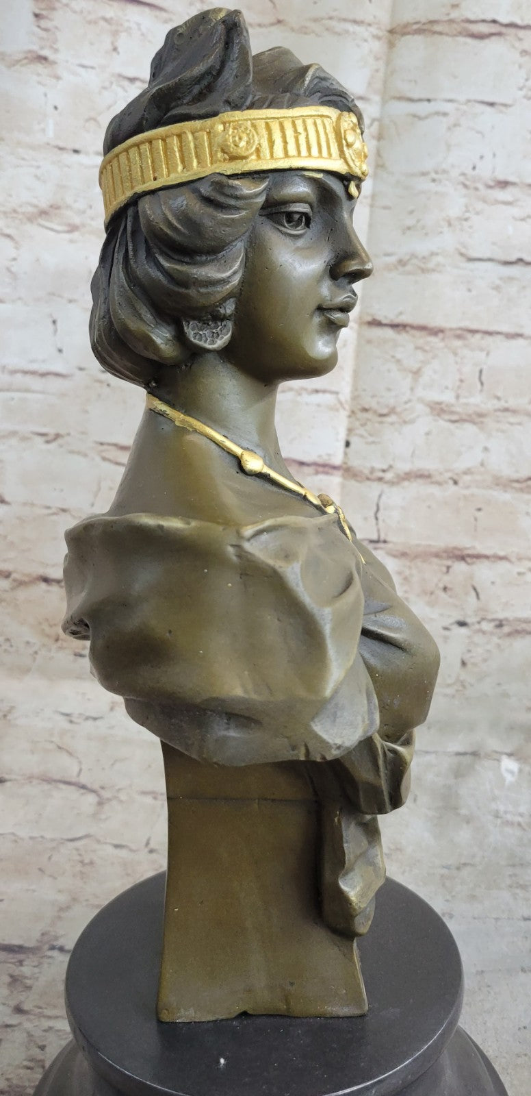 Artisian Bronze Sculpture Art Figure Maiden Bust By Frenc Nouveau Home Deco Sale