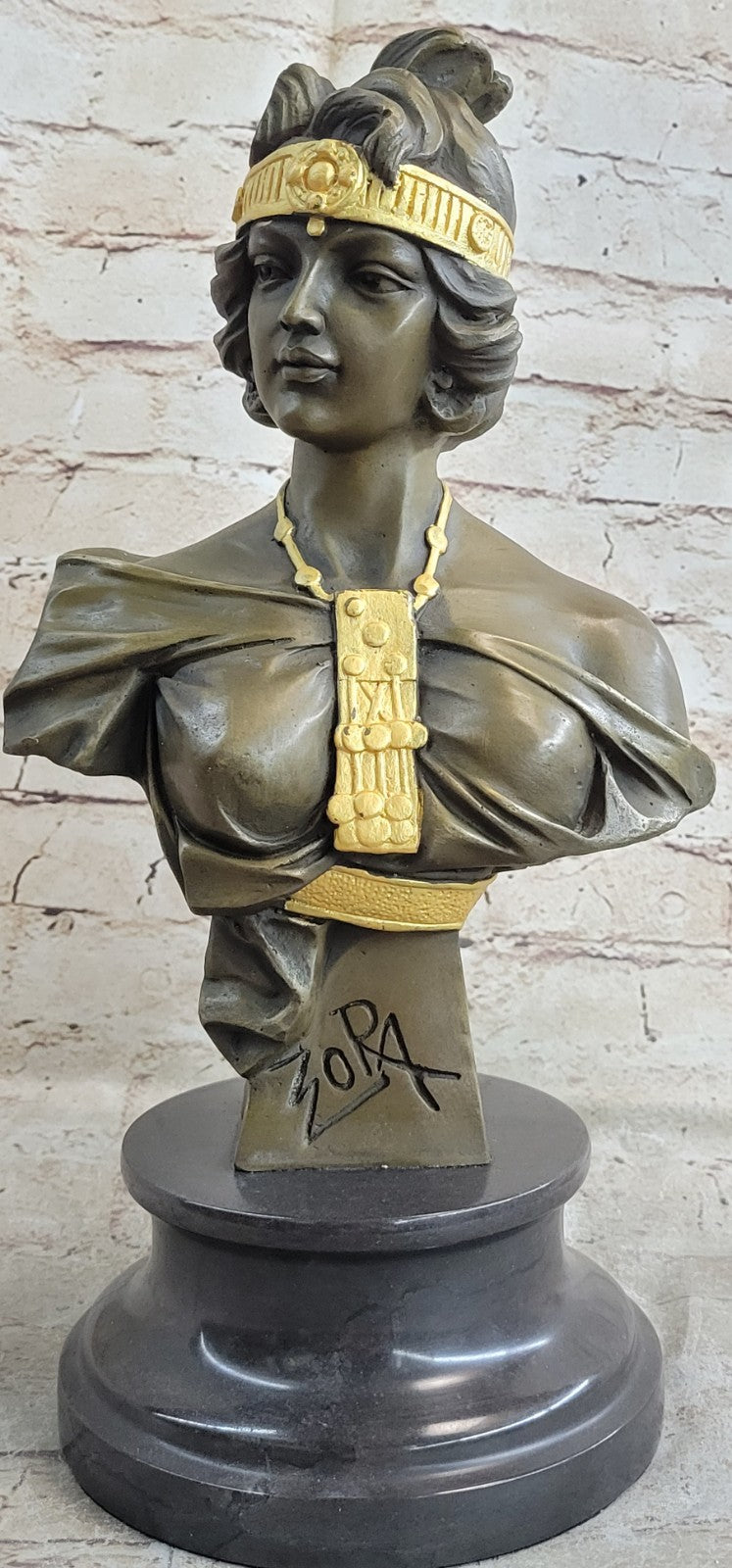 Artisian Bronze Sculpture Art Figure Maiden Bust By Frenc Nouveau Home Deco Sale