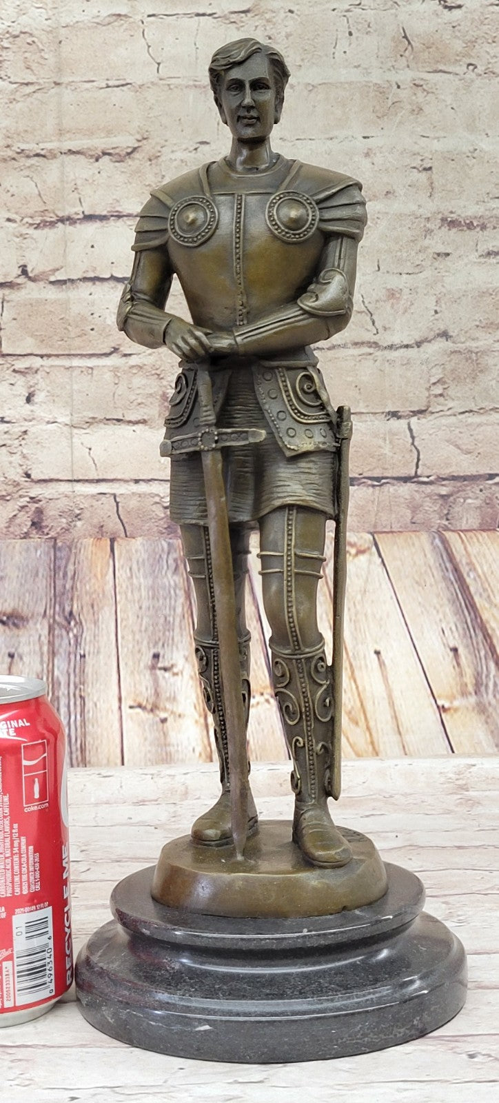 Portuguese Bronze Sculpture Knight in Armor by R. Bouillot Handcrafted Figurine