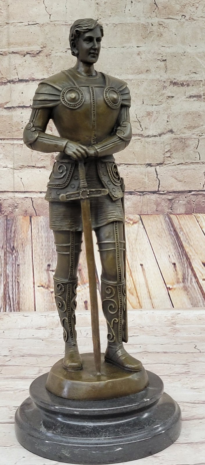 Portuguese Bronze Sculpture Knight in Armor by R. Bouillot Handcrafted Figurine