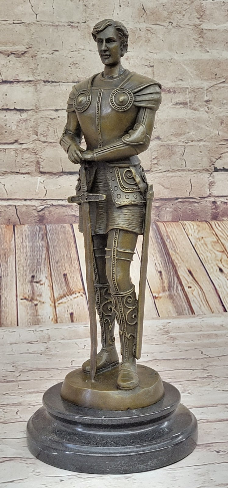 Portuguese Bronze Sculpture Knight in Armor by R. Bouillot Handcrafted Figurine