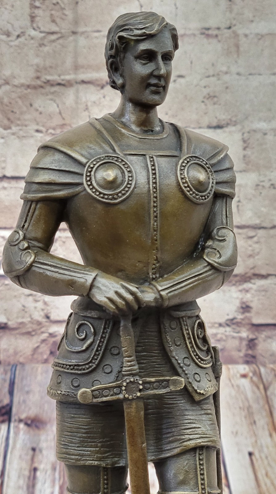 Portuguese Bronze Sculpture Knight in Armor by R. Bouillot Handcrafted Figurine