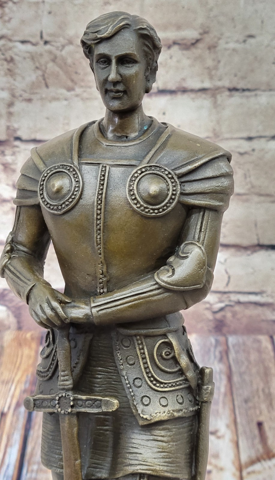 Portuguese Bronze Sculpture Knight in Armor by R. Bouillot Handcrafted Figurine