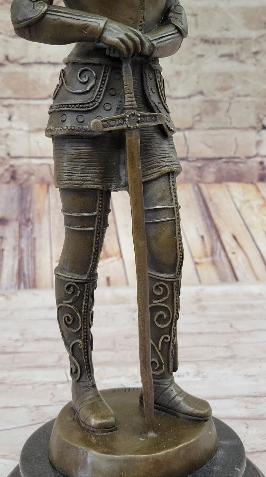 Portuguese Bronze Sculpture Knight in Armor by R. Bouillot Handcrafted Figurine