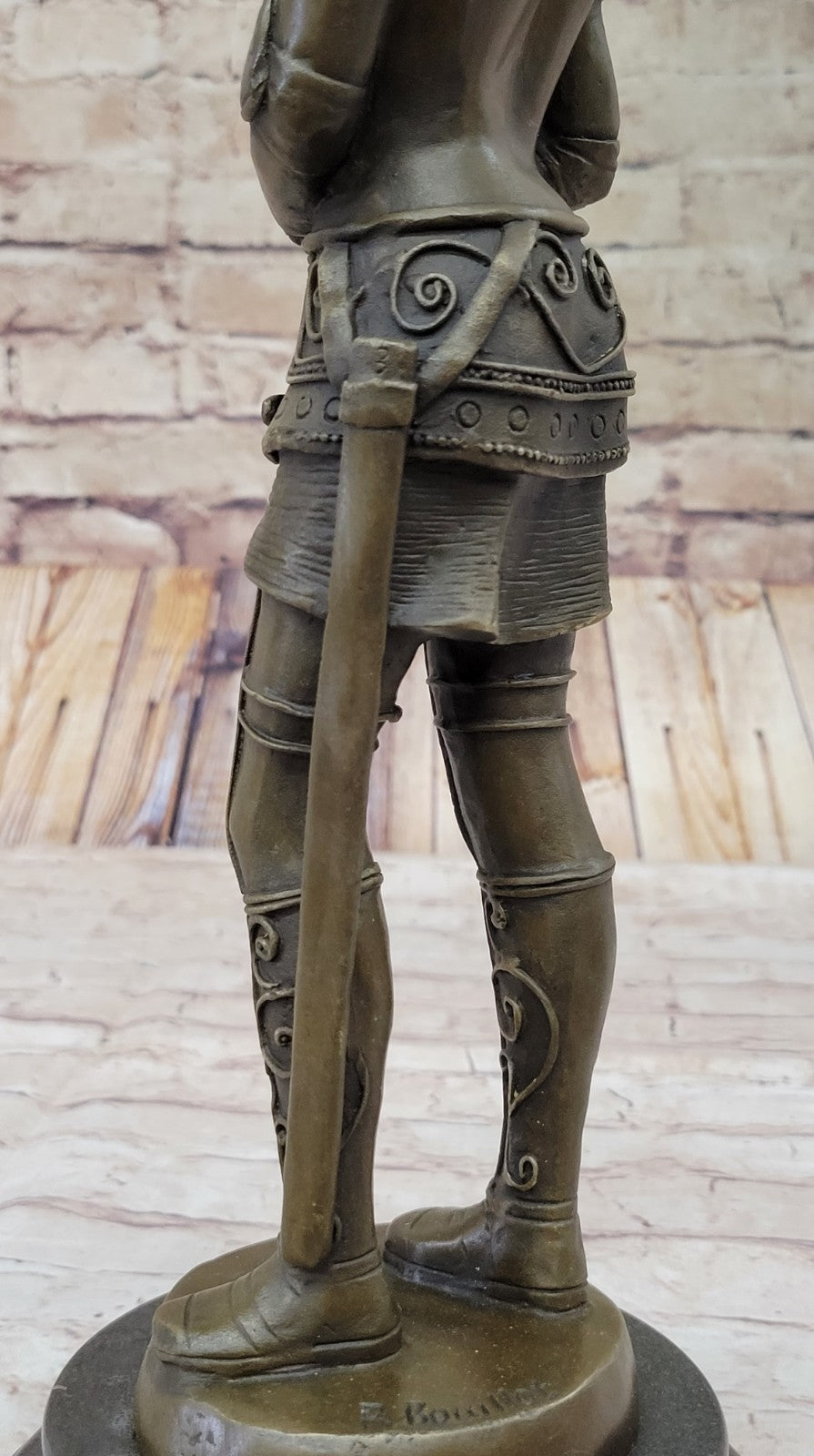 Portuguese Bronze Sculpture Knight in Armor by R. Bouillot Handcrafted Figurine