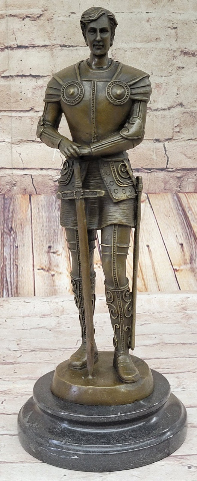 Portuguese Bronze Sculpture Knight in Armor by R. Bouillot Handcrafted Figurine