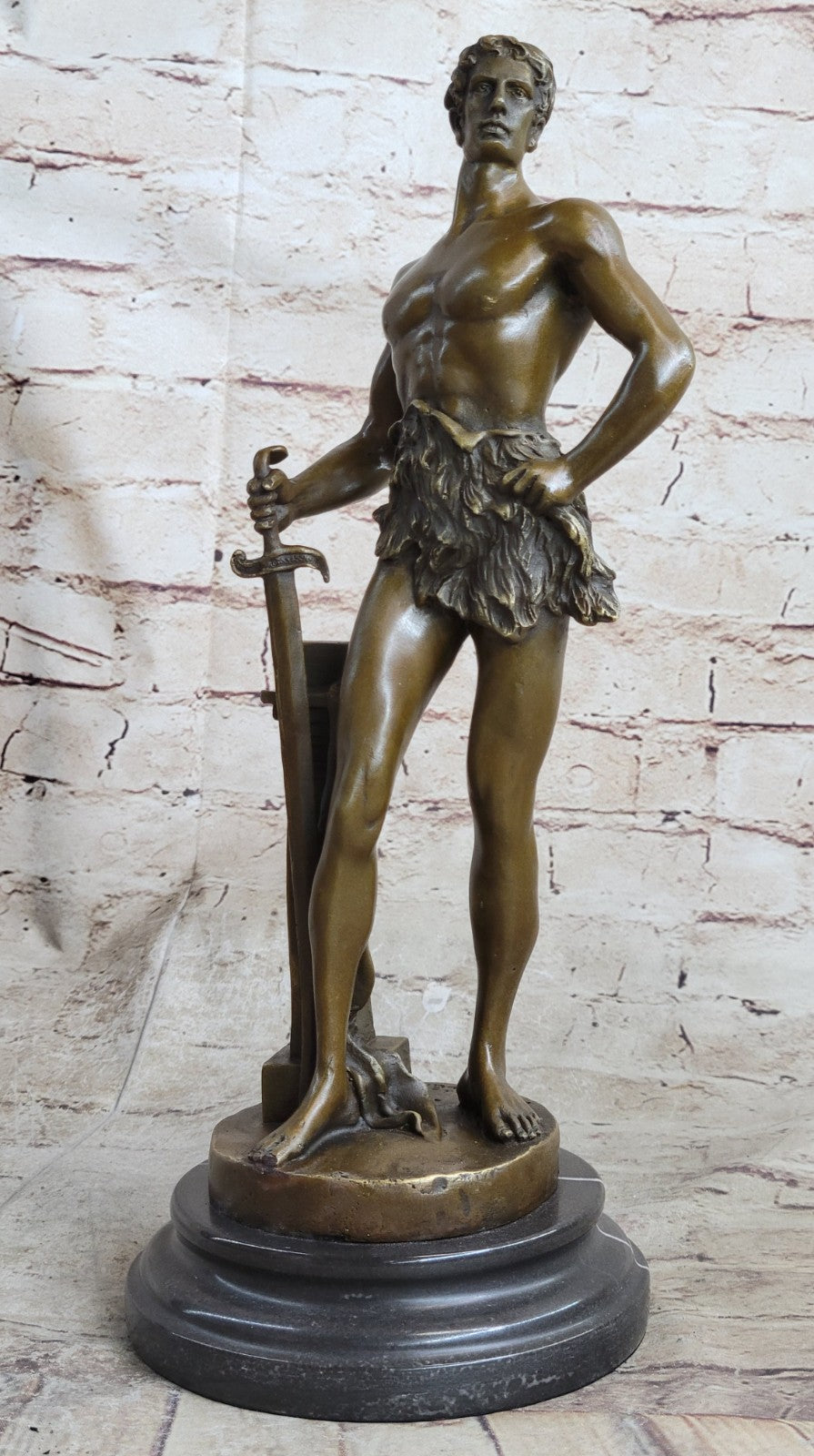 Collectible Bronze Sculpture Naked Tarzan Royal Prince Roman Figurine