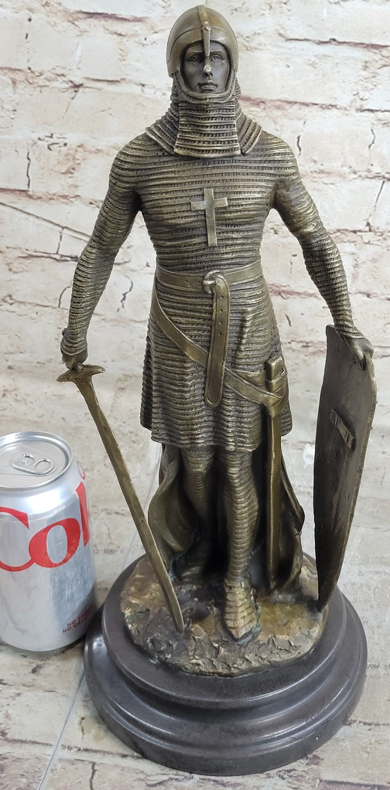 Medieval Knight on Horse Statue 100% Pure Hand Made Bronze Hot Cast Sculpture NR
