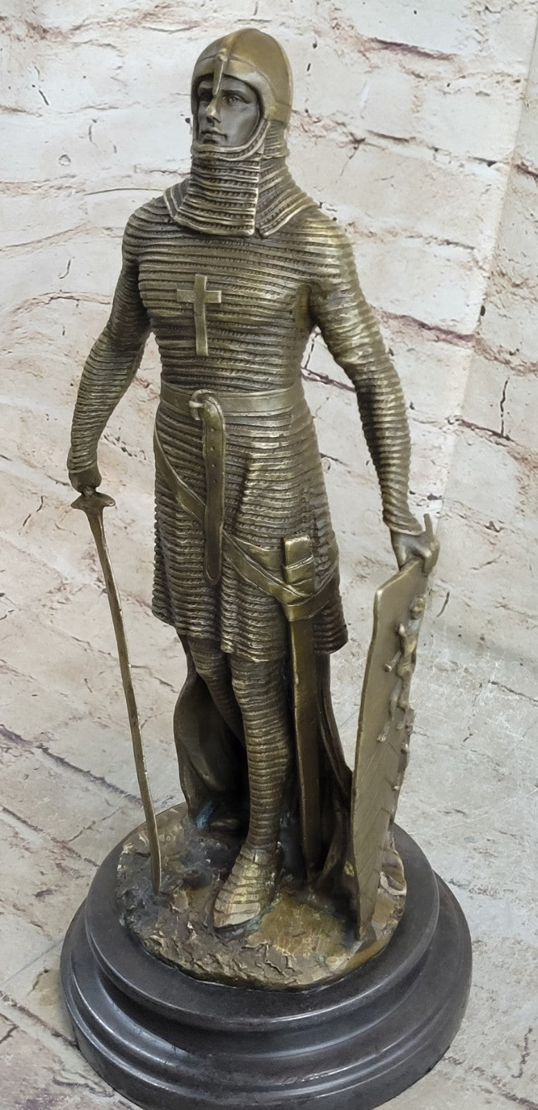Medieval Knight on Horse Statue 100% Pure Hand Made Bronze Hot Cast Sculpture NR