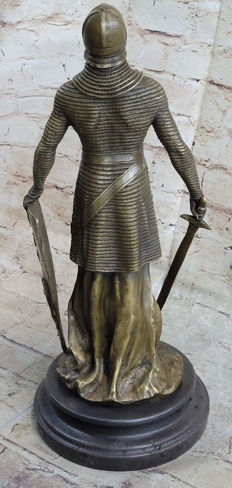 Medieval Knight on Horse Statue 100% Pure Hand Made Bronze Hot Cast Sculpture NR