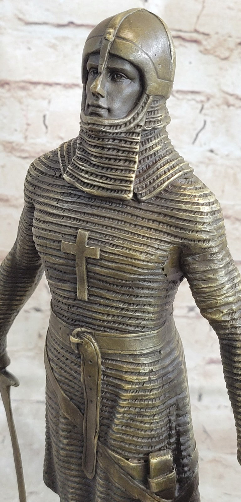 Medieval Knight on Horse Statue 100% Pure Hand Made Bronze Hot Cast Sculpture NR