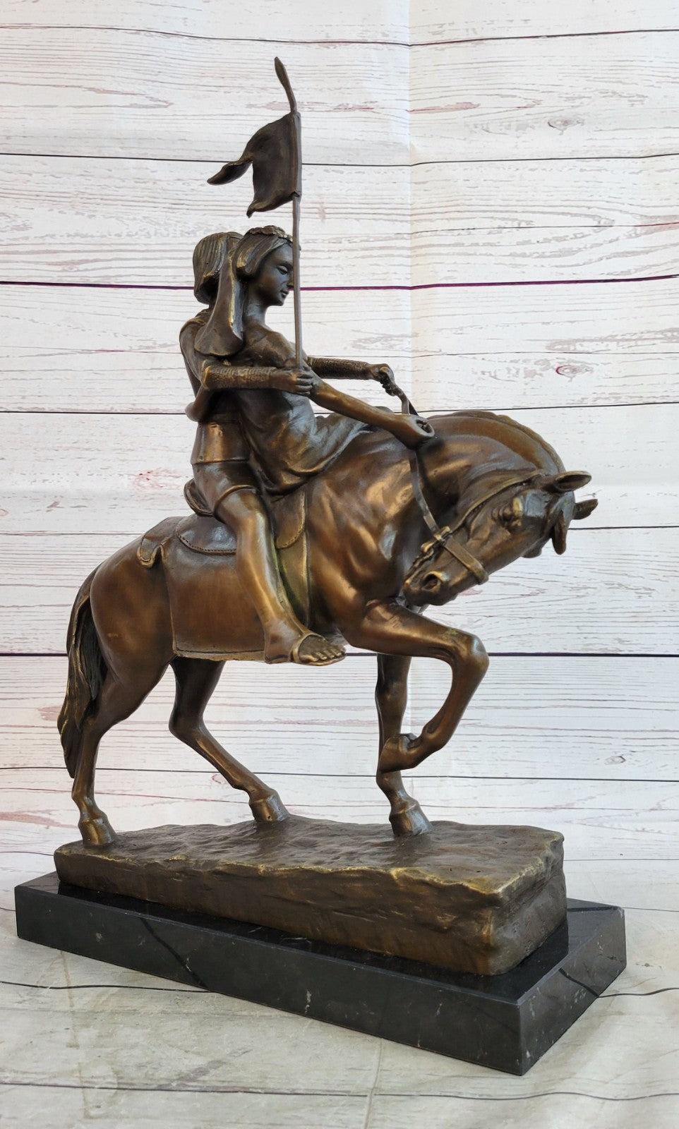 A Bronze Sculpture Of A Warrior On A Horse By Schmidt-Felling.Hand Made