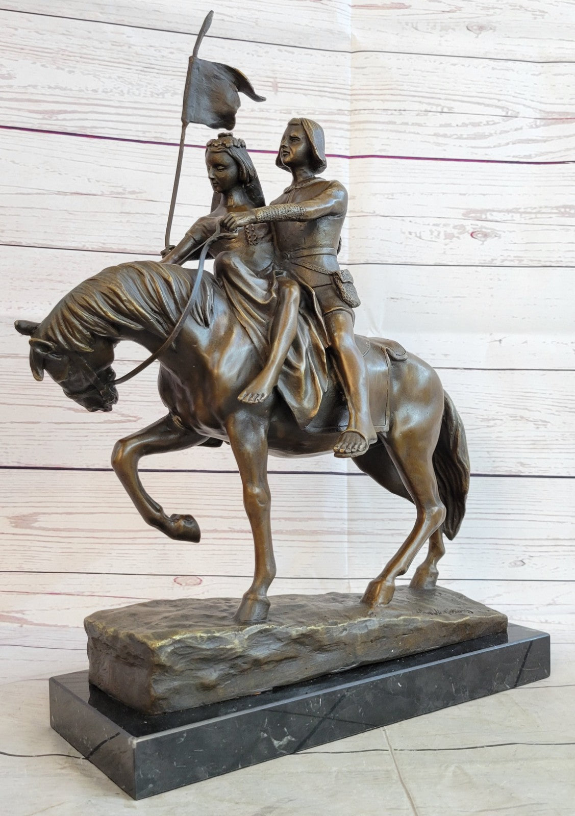 A Bronze Sculpture Of A Warrior On A Horse By Schmidt-Felling.Hand Made