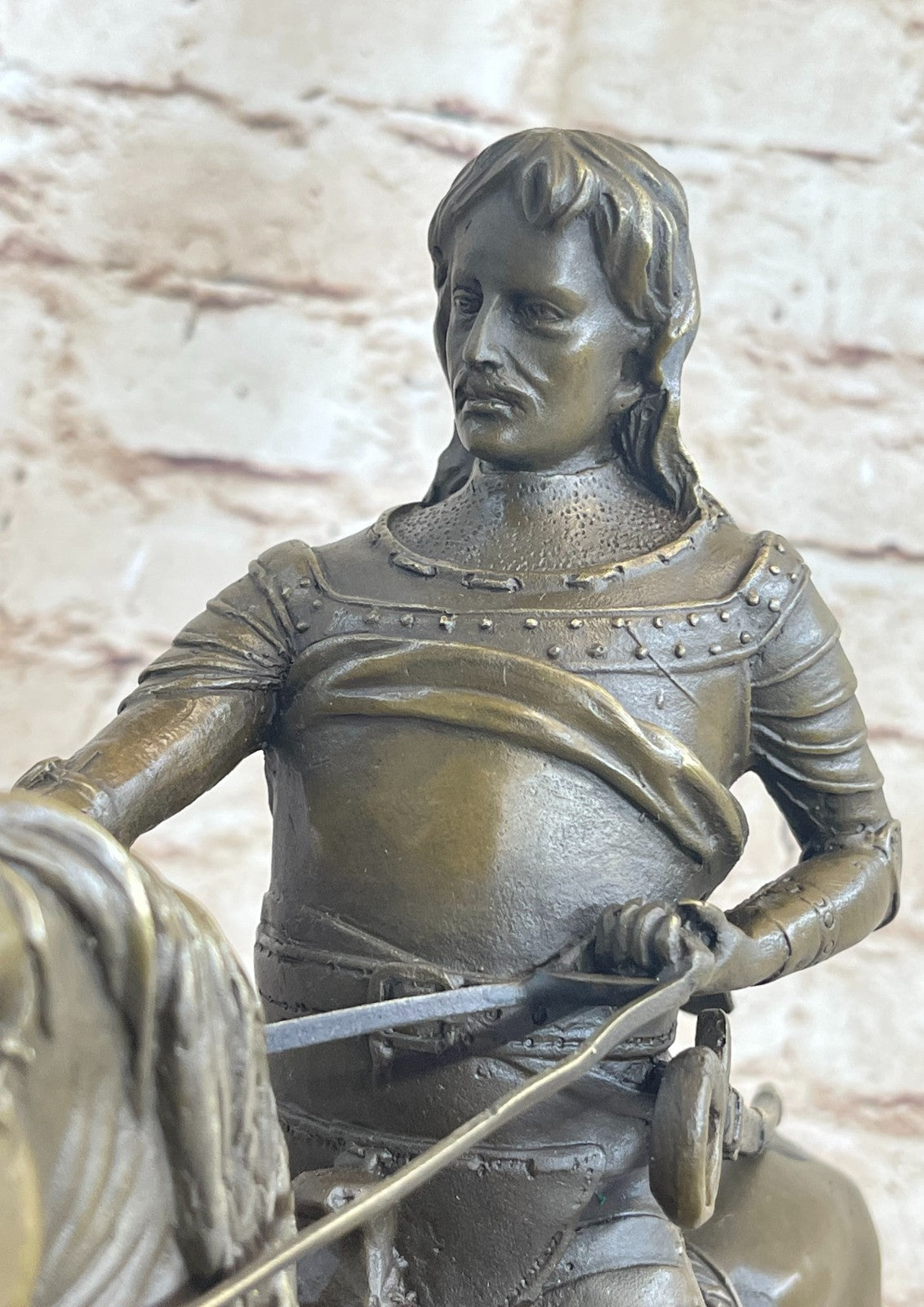 West Bronze Marble European warrior Hold Sword Pirate Art Deco Sculpture