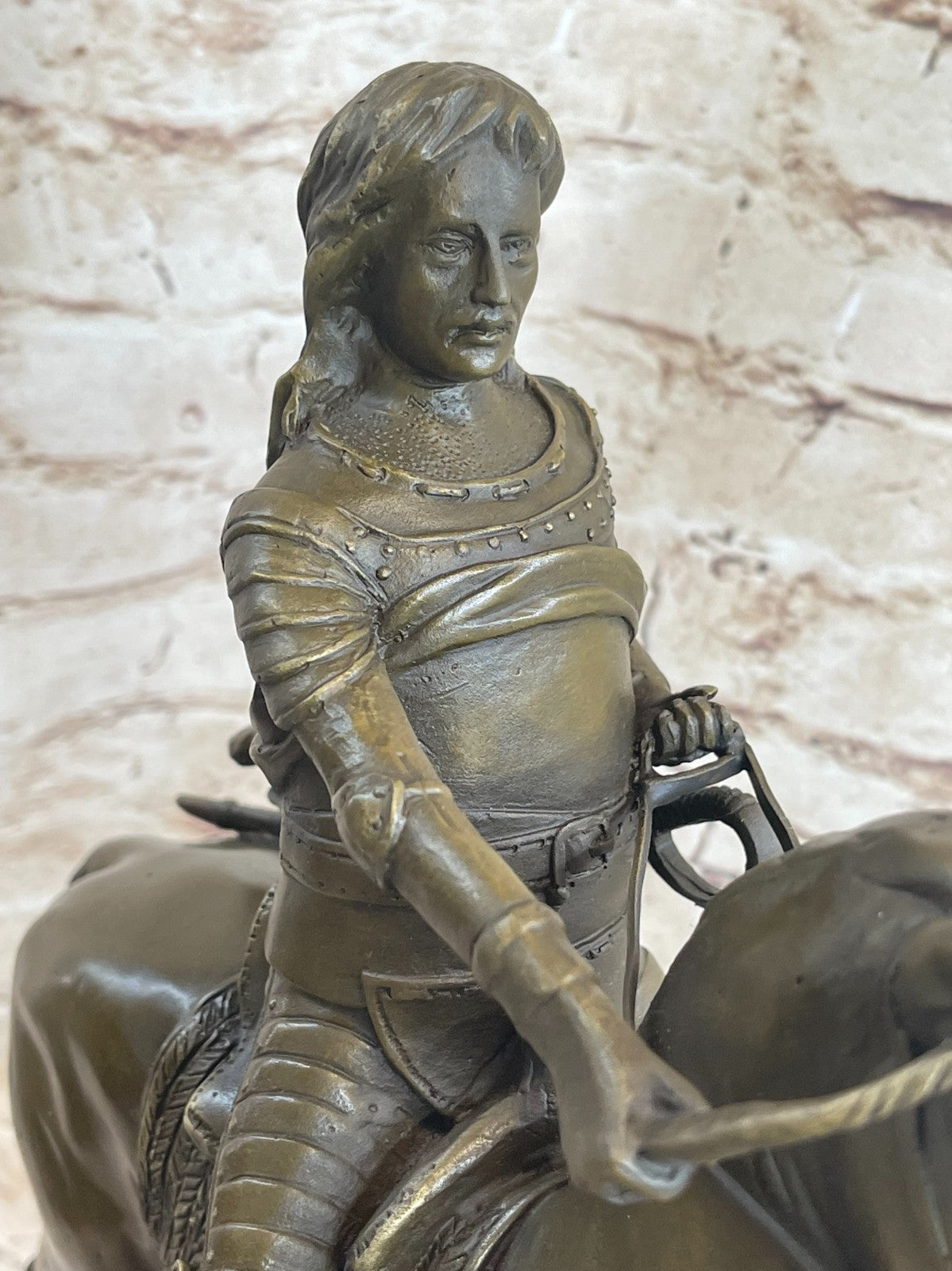 West Bronze Marble European warrior Hold Sword Pirate Art Deco Sculpture